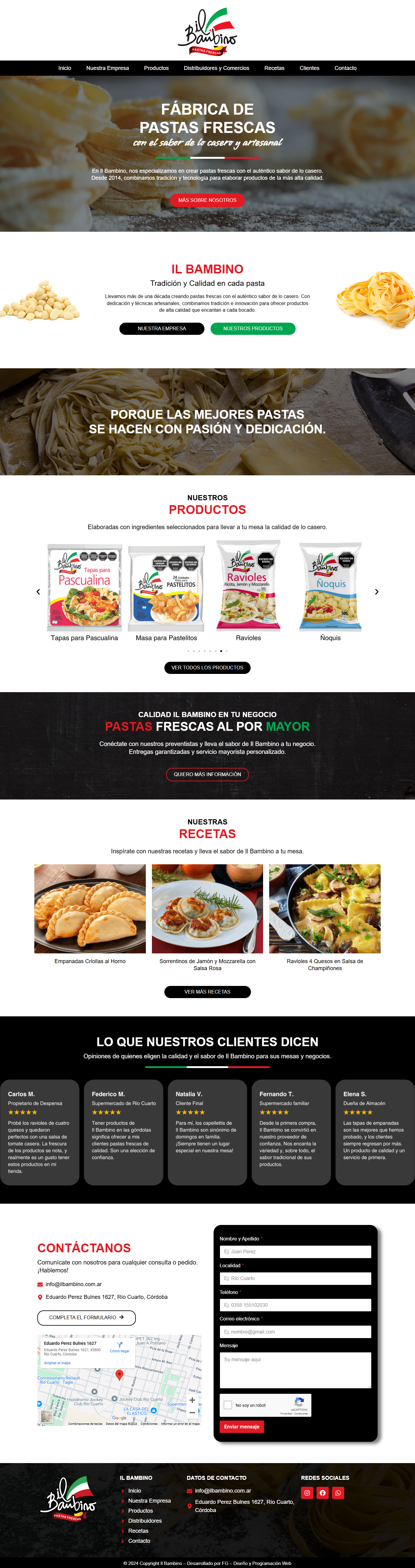 Homepage de la página web Il Bambino